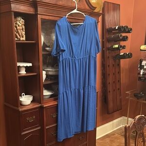 SHEIN Blue Flutter Sleeve Midi Sundress